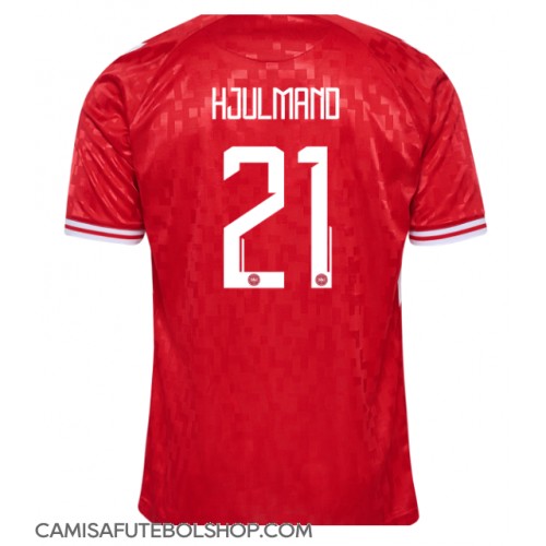 Camisa de time de futebol Dinamarca Morten Hjulmand #21 Replicas 1º Equipamento Europeu 2024 Manga Curta